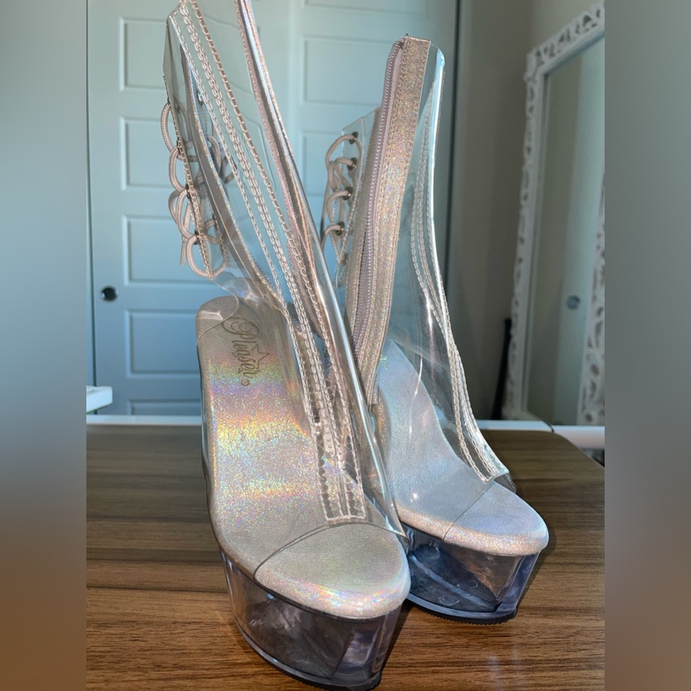 Clear Pleaser Ankle Heels
